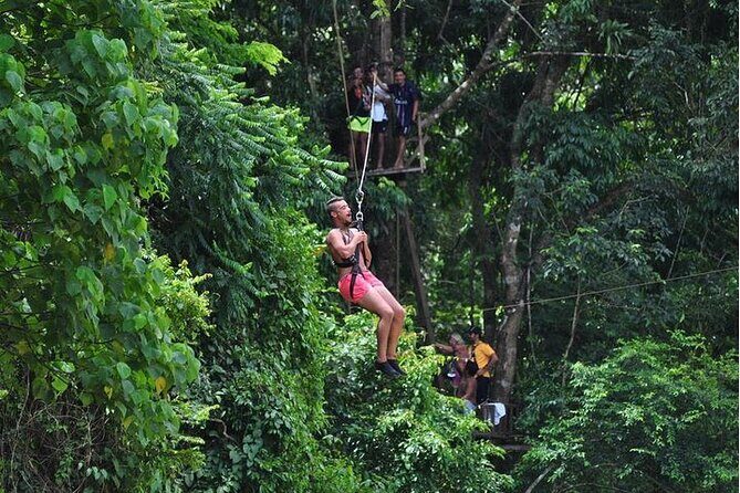 Phuket-Phang Nga: White Water Rafting 7 km.-Zipline-ATV-Lunch - Flying fox (zipline) 150 m: bring your weight-check plan